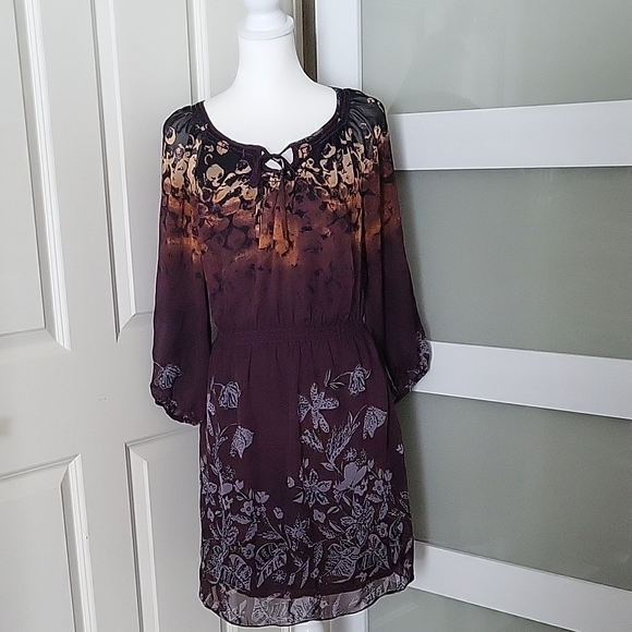 Max Studio Dresses & Skirts - Max Studio Sheer Tunic Floral Womens Orange & Purple Dess Size Small